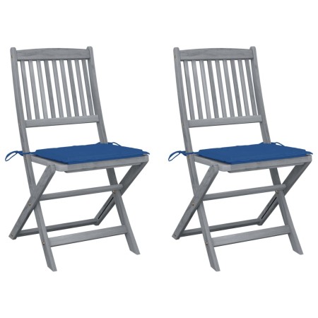 Klappbare Gartenstühle 2 Stück Kissen massives Akazienholz von vidaXL, Gartenstühle - Ref: Foro24-3064546, Preis: 142,85 €, R...