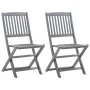 Folding garden chairs 2 units with solid acacia wood cushions by vidaXL, Garden chairs - Ref: Foro24-3064546, Price: 124,51 €...