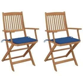 Folding garden chairs 2 units and solid acacia wood cushions by vidaXL, Garden chairs - Ref: Foro24-3064600, Price: 147,02 €,...