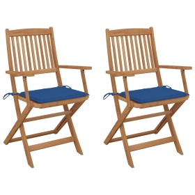 Sillas de jardín plegables 2 uds y cojines madera maciza acacia de vidaXL, Sillas de jardín - Ref: Foro24-3064600, Precio: 16...