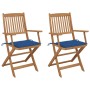 Folding garden chairs 2 units and solid acacia wood cushions by vidaXL, Garden chairs - Ref: Foro24-3064600, Price: 166,71 €,...