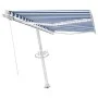 Manual retractable awning with blue and white LED lights 350x250 cm by vidaXL, Awnings - Ref: Foro24-3069521, Price: 384,82 €...