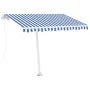 Manual retractable awning with blue and white LED lights 350x250 cm by vidaXL, Awnings - Ref: Foro24-3069521, Price: 384,82 €...