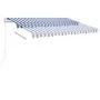Manual retractable awning with blue and white LED lights 350x250 cm by vidaXL, Awnings - Ref: Foro24-3069521, Price: 384,82 €...