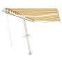 Manual retractable awning with yellow and white LED lights 350x250 cm by vidaXL, Awnings - Ref: Foro24-3069523, Price: 370,31...