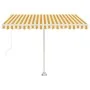 Manual retractable awning with yellow and white LED lights 350x250 cm by vidaXL, Awnings - Ref: Foro24-3069523, Price: 370,31...
