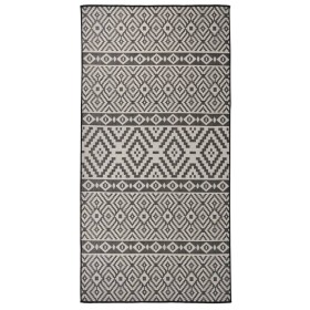 Flachgewebter Outdoor-Teppich mit schwarzen Streifen 100x200 cm von vidaXL, Teppiche - Ref: Foro24-340850, Preis: 48,16 €, Ra...