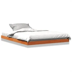 Estructura de cama madera maciza pino marrón cera 140x190 cm de vidaXL, Camas y somieres - Ref: Foro24-847154, Precio: 93,16 ...