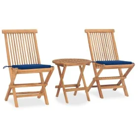 Folding garden dining set 3 pieces teak wood cushions by vidaXL, Garden sets - Ref: Foro24-3063181, Price: 177,24 €, Discount: %