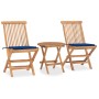 Folding garden dining set 3 pieces teak wood cushions by vidaXL, Garden sets - Ref: Foro24-3063181, Price: 170,88 €, Discount: %