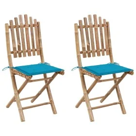 Klappbare Gartenstühle 2 Einheiten aus Bambus mit Kissen von vidaXL, Gartenstühle - Ref: Foro24-3063997, Preis: 115,60 €, Rab...