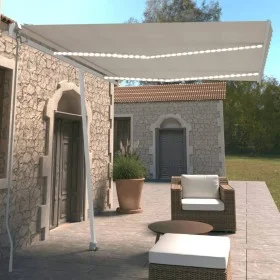 Manual retractable awning with cream-colored LED 350x250 cm by vidaXL, Awnings - Ref: Foro24-3069522, Price: 381,30 €, Discou...
