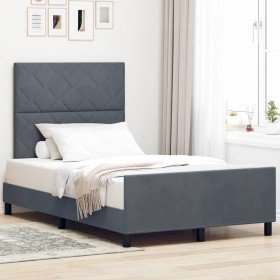 Estructura de cama Gris oscuro 120 x 190 cm Terciopelo Estructura de cama Gris oscuro 120 x 190 cm Terciopelo