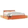 Wax brown pine wood bed frame with drawers 150x200 cm by vidaXL, Beds and slatted bases - Ref: Foro24-3282347, Price: 289,76 ...