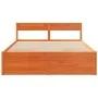 Wax brown pine wood bed frame with drawers 150x200 cm by vidaXL, Beds and slatted bases - Ref: Foro24-3282347, Price: 289,76 ...