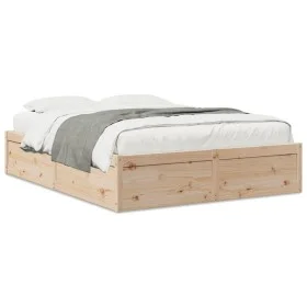 Solid pine wood bed frame 150x200 cm by vidaXL, Beds and slatted bases - Ref: Foro24-3282372, Price: 182,25 €, Discount: %