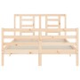 Double bed frame with solid wood headboard by vidaXL, Beds and slatted bases - Ref: Foro24-3194671, Price: 119,62 €, Discount: %