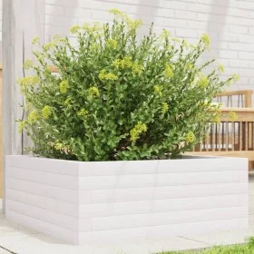 Jardinera de madera maciza de pino blanca 60x60x23 cm von vidaXL, Töpfe und Pflanzgefäße - Ref: Foro24-847189, Preis: 73,98 €...