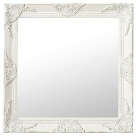 Espejo de pared estilo barroco blanco 60x60 cm