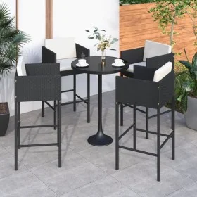 Taburetes de cocina con cojines 4 uds ratán sintético negro by vidaXL, Garden chairs - Ref: Foro24-316676, Price: 269,43 €, D...