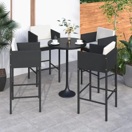 Küchenhocker mit 4 Stück schwarzen Kunststoff-Rattankissen. von vidaXL, Gartenstühle - Ref: Foro24-316676, Preis: 269,43 €, R...