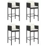 Küchenhocker mit 4 Stück schwarzen Kunststoff-Rattankissen. von vidaXL, Gartenstühle - Ref: Foro24-316676, Preis: 269,43 €, R...