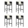 Küchenhocker mit 4 Stück schwarzen Kunststoff-Rattankissen. von vidaXL, Gartenstühle - Ref: Foro24-316676, Preis: 272,78 €, R...