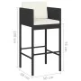 Küchenhocker mit 4 Stück schwarzen Kunststoff-Rattankissen. von vidaXL, Gartenstühle - Ref: Foro24-316676, Preis: 269,43 €, R...
