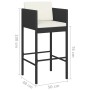 Küchenhocker mit 4 Stück schwarzen Kunststoff-Rattankissen. von vidaXL, Gartenstühle - Ref: Foro24-316676, Preis: 272,78 €, R...
