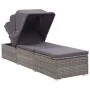 Liegestuhl mit Markise und Kissen aus grauem synthetischem Rattan von vidaXL, Liegen - Ref: Foro24-317115, Preis: 178,86 €, R...
