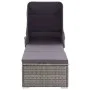 Liegestuhl mit Markise und Kissen aus grauem synthetischem Rattan von vidaXL, Liegen - Ref: Foro24-317115, Preis: 178,86 €, R...