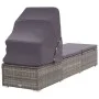Liegestuhl mit Markise und Kissen aus grauem synthetischem Rattan von vidaXL, Liegen - Ref: Foro24-317115, Preis: 178,86 €, R...