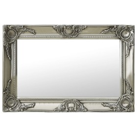 Espejo de pared estilo barroco plateado 60x40 cm
