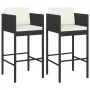 Küchenhocker mit Kissen 2 Stück schwarzes synthetisches Rattan von vidaXL, Gartenstühle - Ref: Foro24-316673, Preis: 168,99 €...