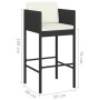 Küchenhocker mit Kissen 2 Stück schwarzes synthetisches Rattan von vidaXL, Gartenstühle - Ref: Foro24-316673, Preis: 175,93 €...