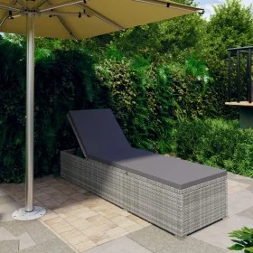 Gartenliege mit dunkelgrauem synthetischem Rattankissen von vidaXL, Liegen - Ref: Foro24-317106, Preis: 179,41 €, Rabatt: %