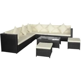 8-teiliges Gartensofa-Set und schwarze synthetische Rattankissen von vidaXL, Gartensets - Ref: Foro24-42993, Preis: 689,97 €,...