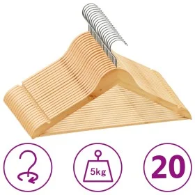 20 Pcs Non-Slip Hardwood Clothes Hanger Set by vidaXL, Hangers - Ref: Foro24-289911, Price: 32,32 €, Discount: %