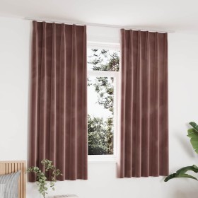 Cortinas opacas ganchos 2 pzas terciopelo rosa viejo 140x175 cm