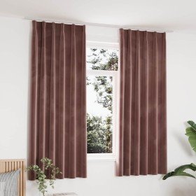 Cortinas opacas ganchos 2 pzas terciopelo rosa viejo 140x175 cm Cortinas opacas ganchos 2 pzas terciopelo rosa viejo 140x175 cm
