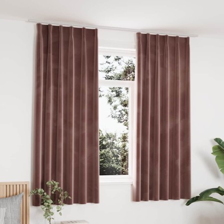 Cortinas opacas ganchos 2 pzas terciopelo rosa viejo 140x175 cm