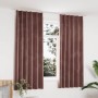 Cortinas opacas ganchos 2 pzas terciopelo rosa viejo 140x175 cm