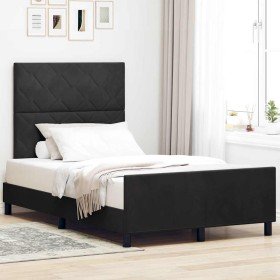Estructura de cama con cabecera Negro 120 x 190 cm Terciopelo en Camas y somieres | Comprar online en Foro24