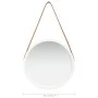 Espejo de pared con correa blanco 40 cm de vidaXL, Espejos - Ref: Foro24-320360, Precio: 35,55 €, Descuento: %