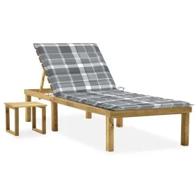 Garden lounger with impregnated pine wood table and cushion by , Loungers - Ref: Foro24-3065848, Price: 132,72 €, Discount: %