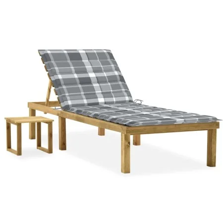 Garden lounger with impregnated pine wood table and cushion by , Loungers - Ref: Foro24-3065848, Price: 132,72 €, Discount: %