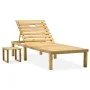 Garden lounger with impregnated pine wood table and cushion by , Loungers - Ref: Foro24-3065848, Price: 132,72 €, Discount: %