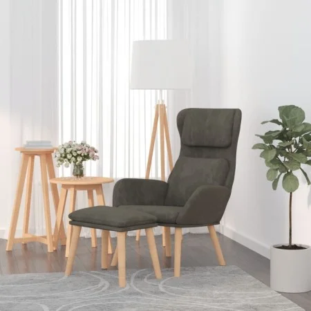 Relaxation armchair with dark gray velvet stool by , Armchairs - Ref: Foro24-3097821, Price: 143,88 €, Discount: %
