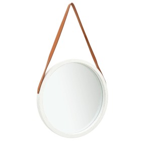 Espejo de pared con correa blanco 50 cm