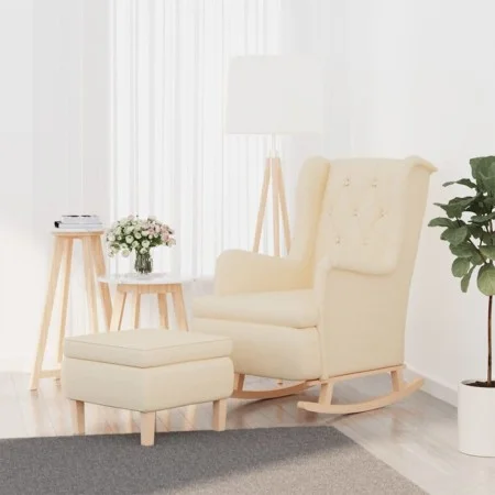 Armchair with rocking legs and cream fabric stool by , Armchairs - Ref: Foro24-3121281, Price: 293,17 €, Discount: %
